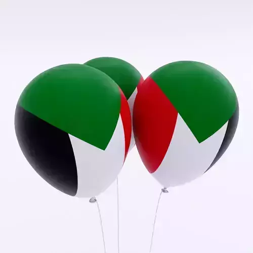 Sudan country balloon low poly 3d model 