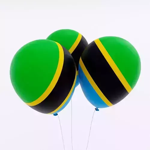 Tanzania country balloon low poly 3d model  Low-poly 3D model