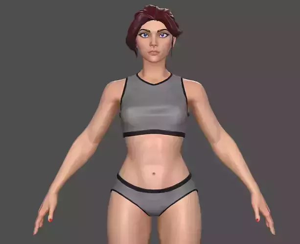 Stylized female game-ready base asset 
