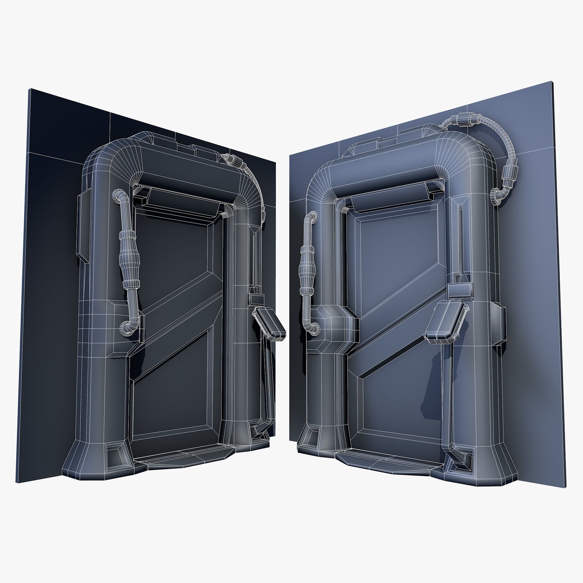 Sci-Fi Door Gate Game Ready Low Poly Low-poly 3D model_9