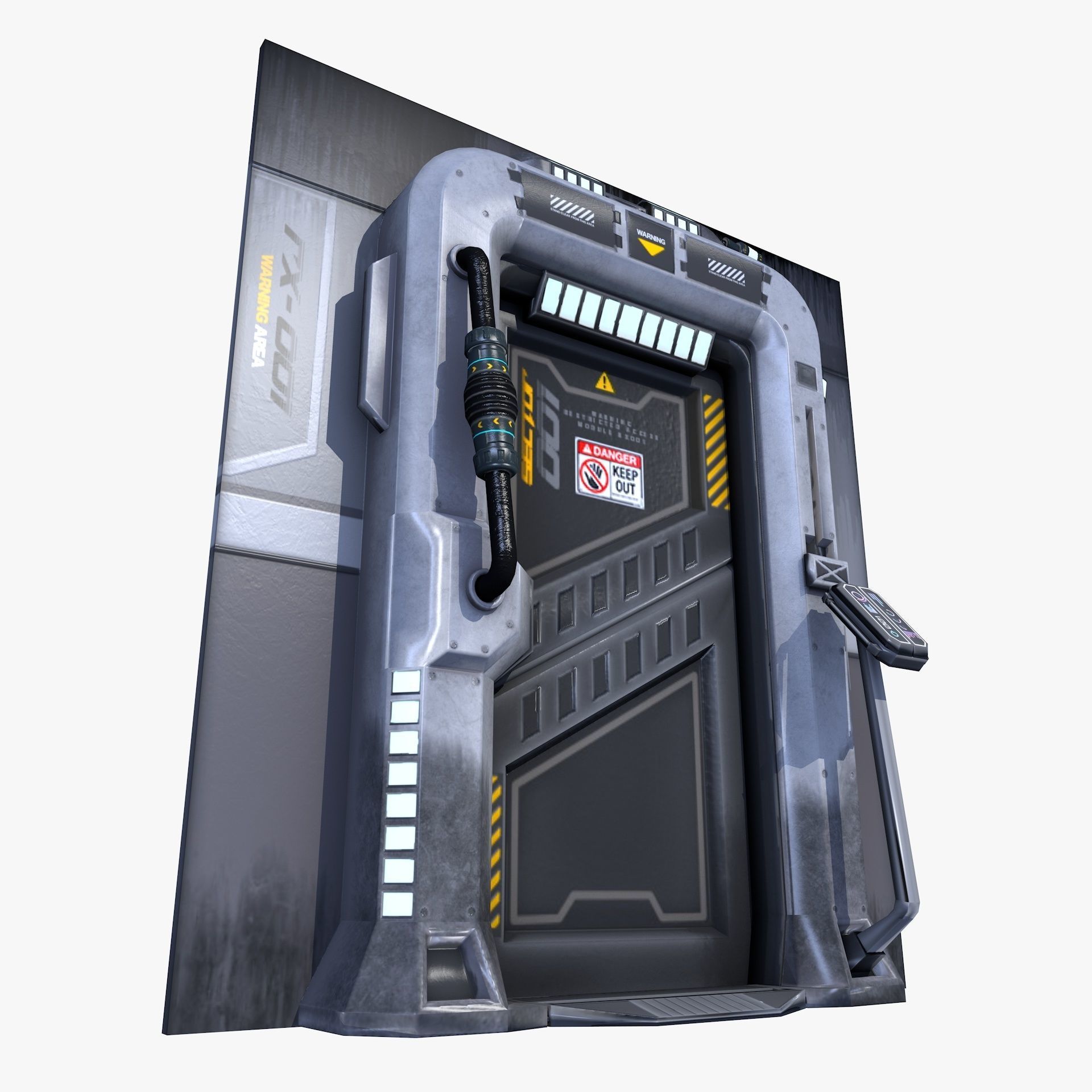 Sci-Fi Door Gate Game Ready Low Poly Low-poly 3D model_5