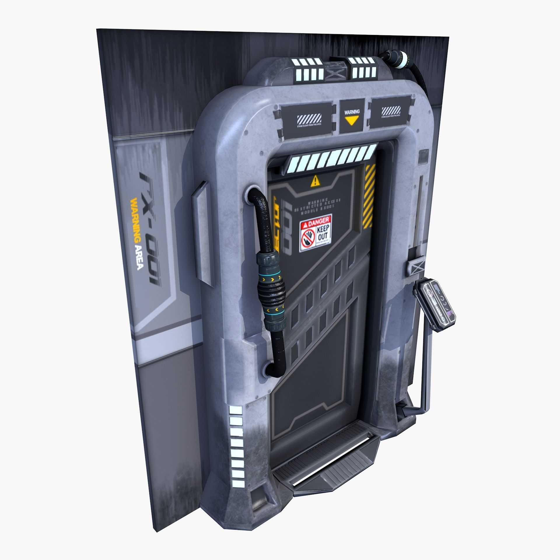 Sci-Fi Door Gate Game Ready Low Poly Low-poly 3D model_6