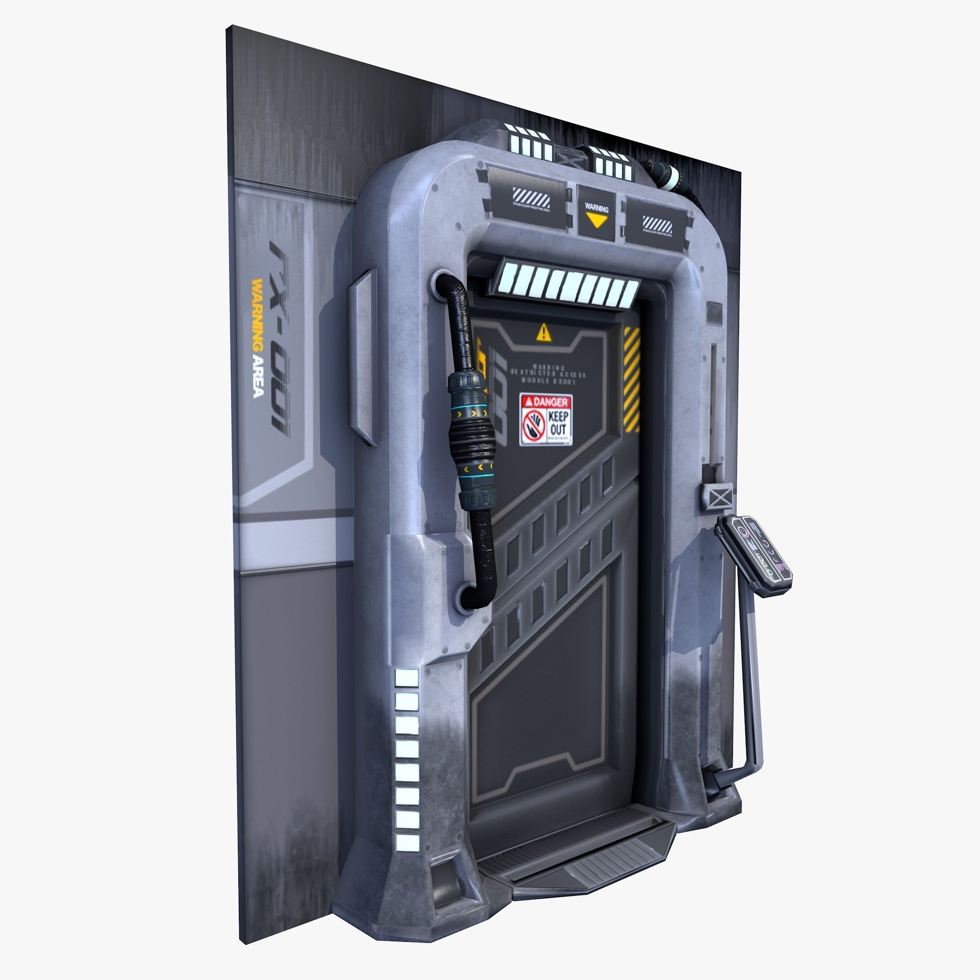 Sci-Fi Door Gate Game Ready Low Poly Low-poly 3D model_4