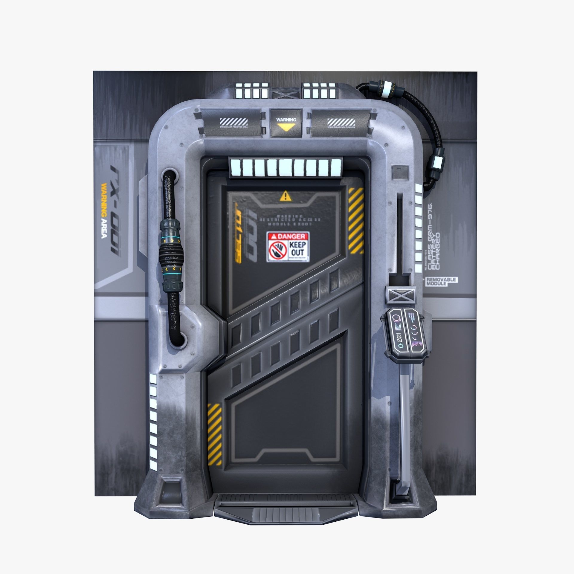 Sci-Fi Door Gate Game Ready Low Poly Low-poly 3D model_3