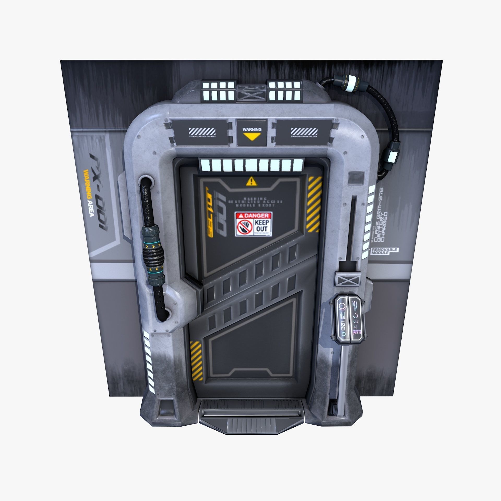 Sci-Fi Door Gate Game Ready Low Poly Low-poly 3D model_2