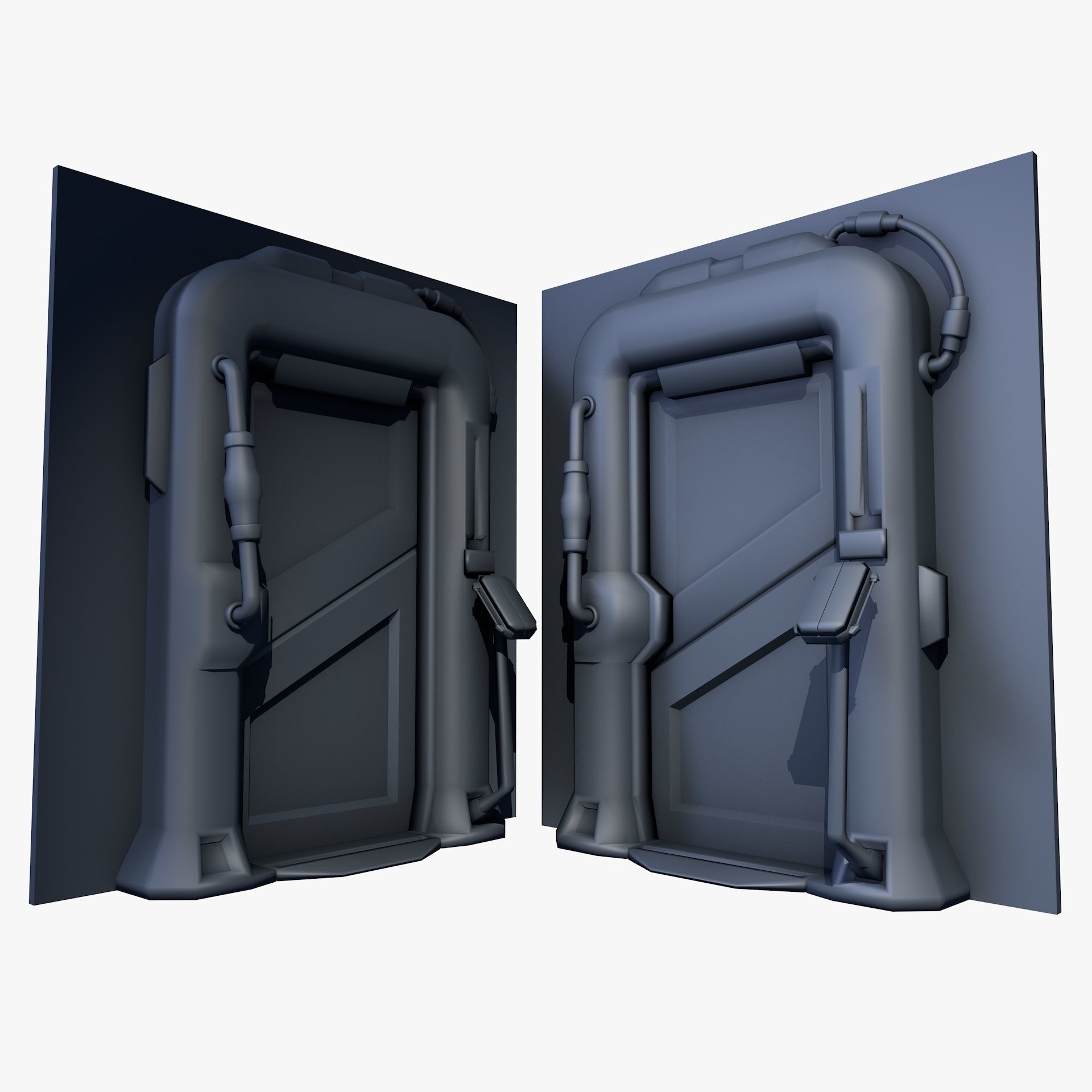 Sci-Fi Door Gate Game Ready Low Poly Low-poly 3D model_10