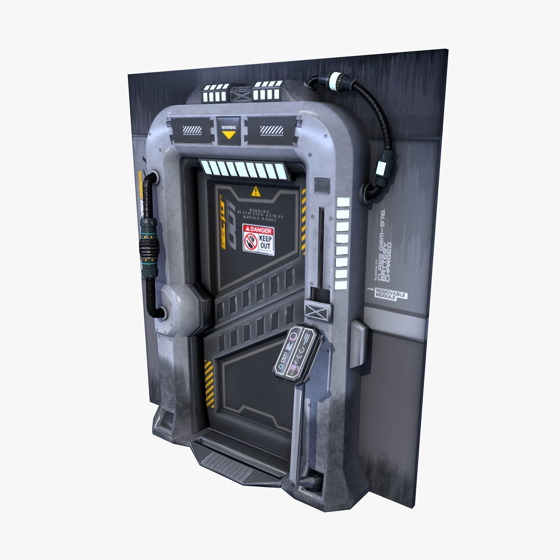 Sci-Fi Door Gate Game Ready Low Poly Low-poly 3D model_1
