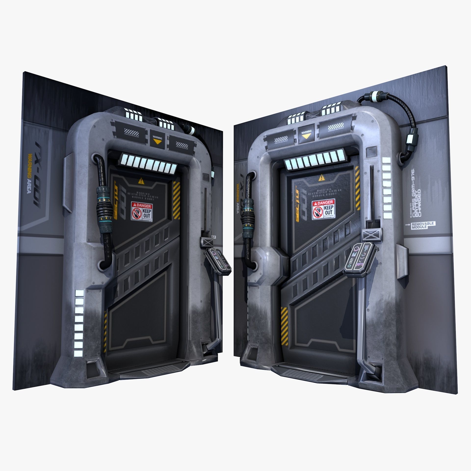 Sci-Fi Door Gate Game Ready Low Poly Low-poly 3D model_7