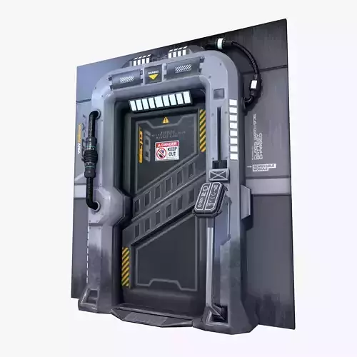 Sci-Fi Door Gate Game Ready Low Poly Low-poly 3D model