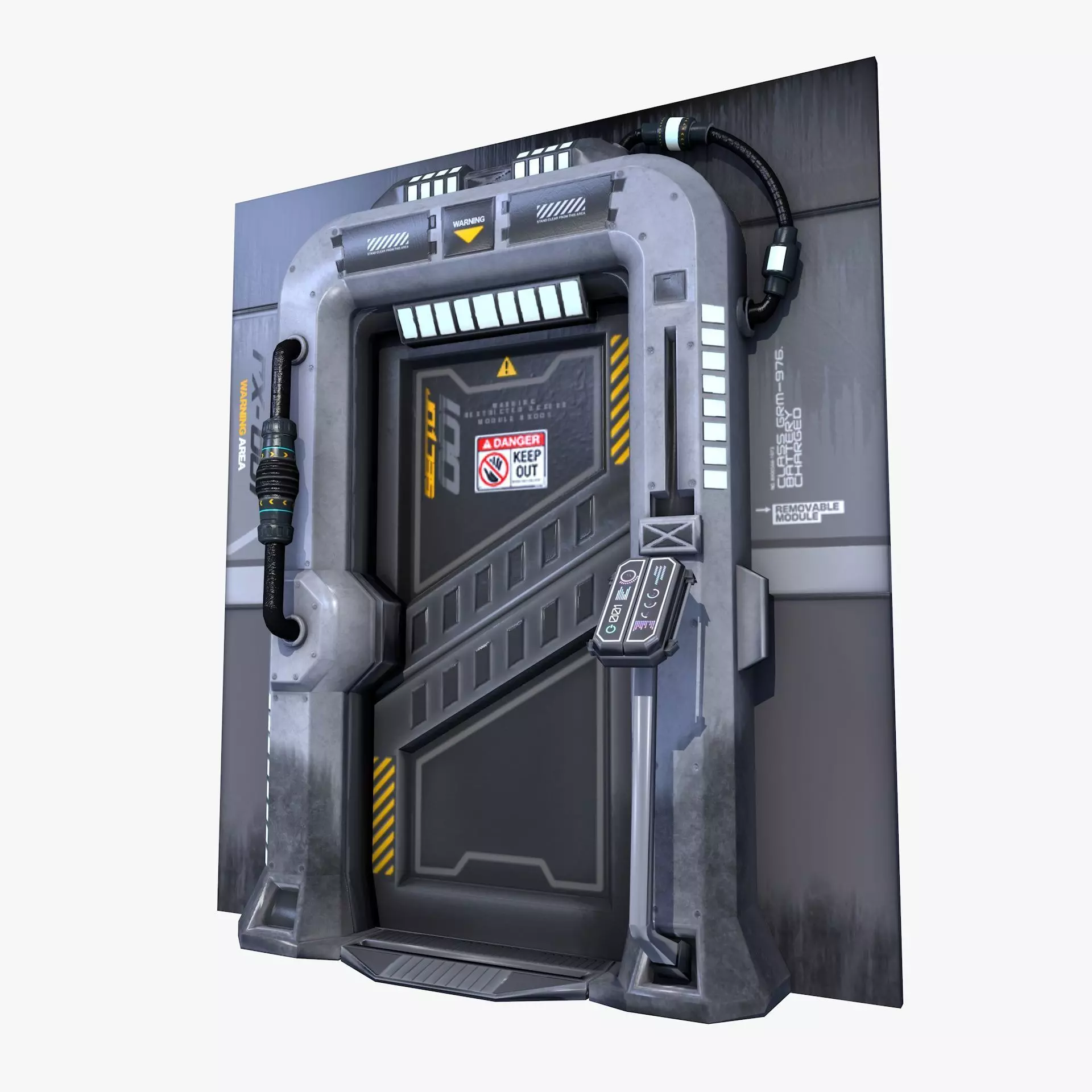 Sci-Fi Door Gate Game Ready Low Poly Low-poly 3D model_0