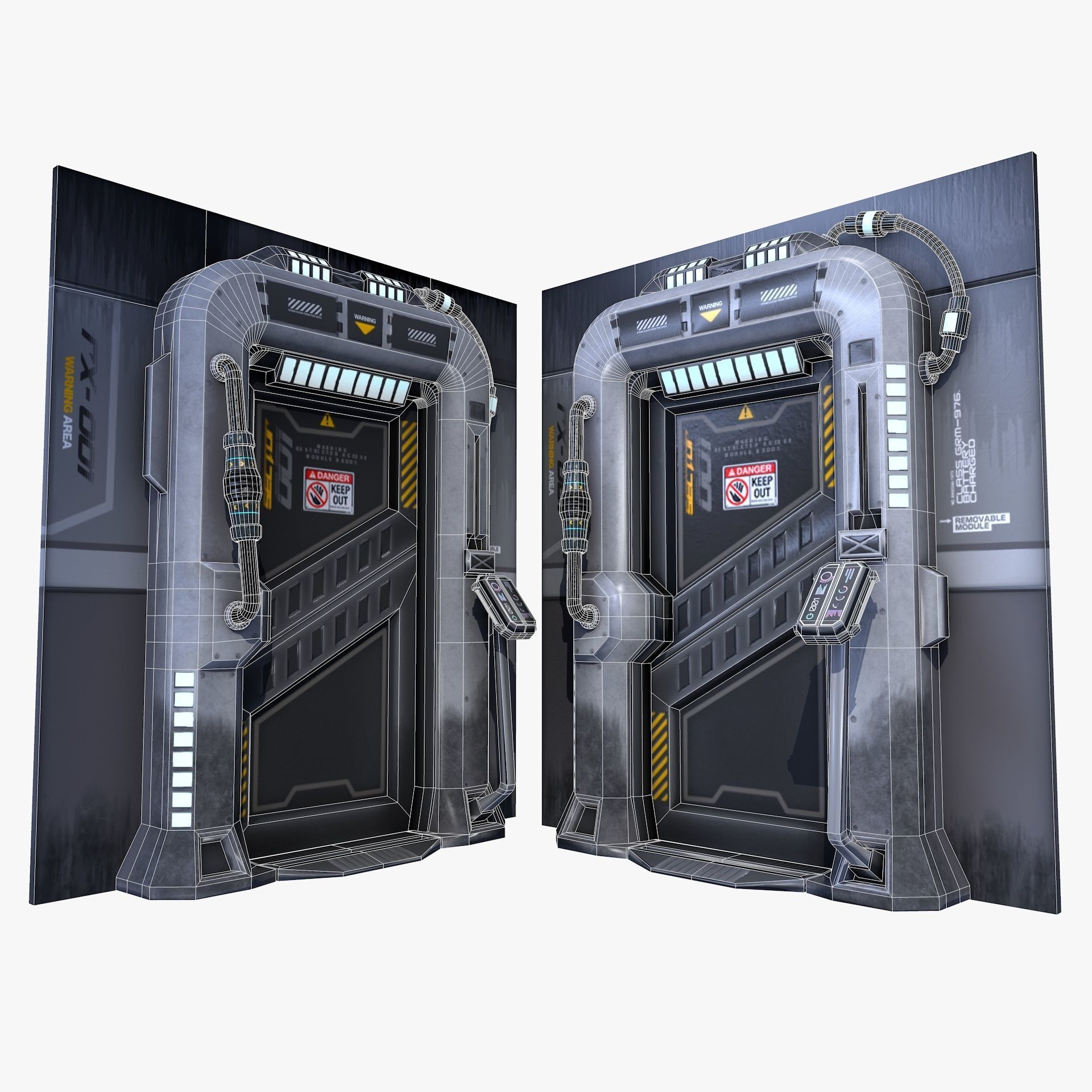 Sci-Fi Door Gate Game Ready Low Poly Low-poly 3D model_8