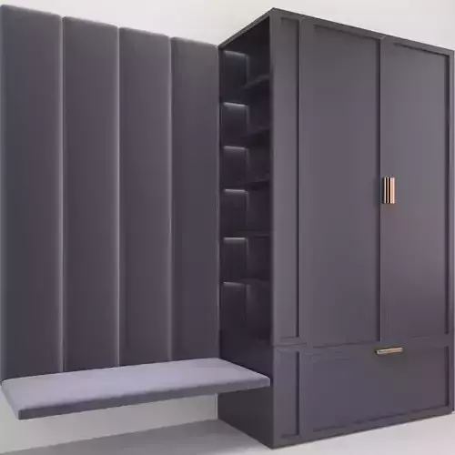 Hallway wardrobe with bench