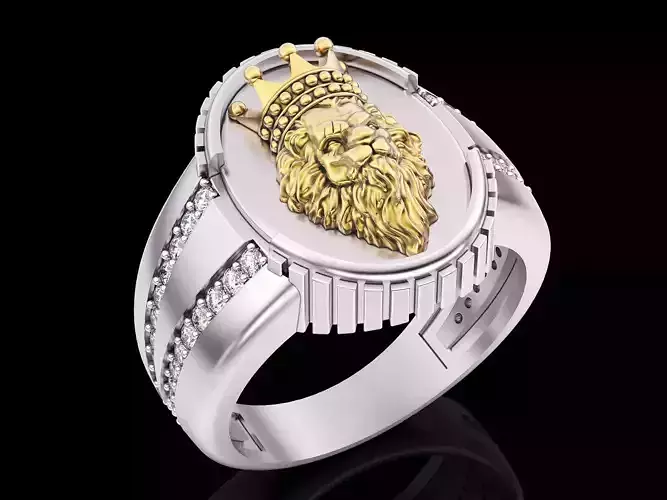 Lion ring silver gold  jewelry printable 3D model