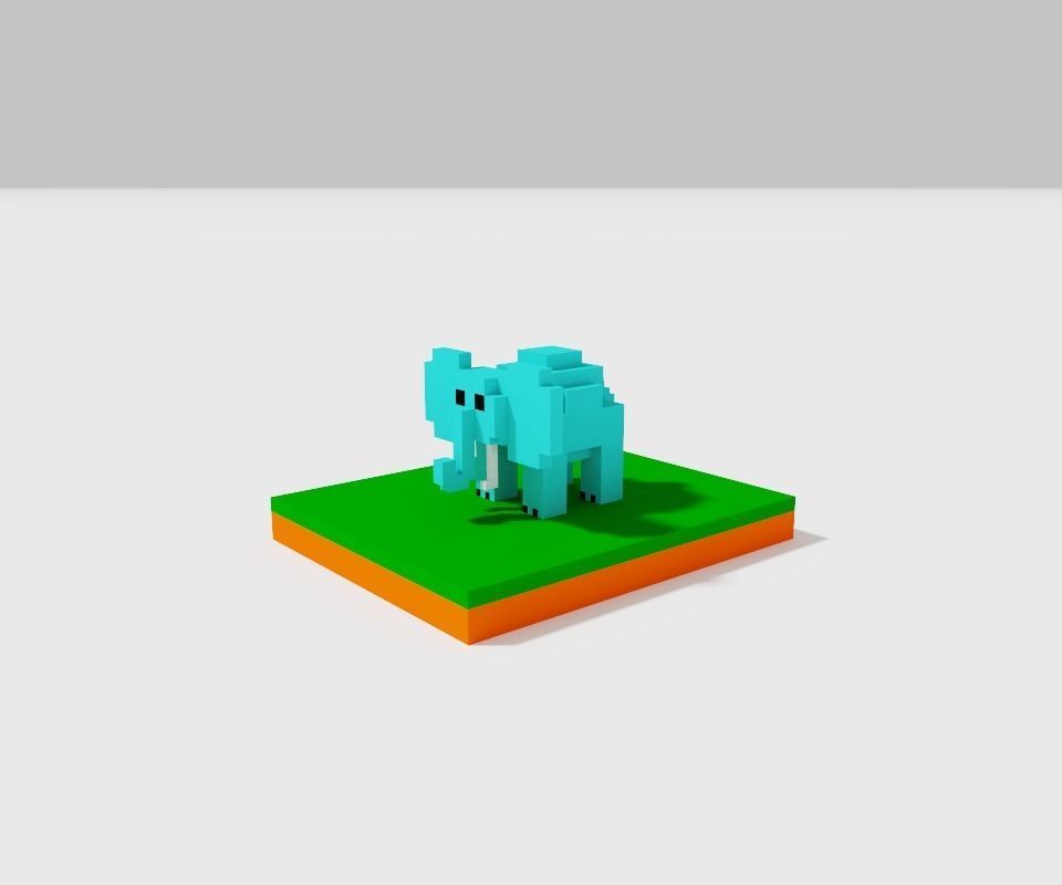 elephant pixel Free 3D model_15