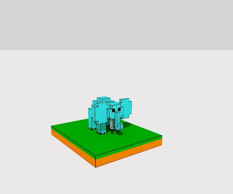 elephant pixel Free 3D model_7
