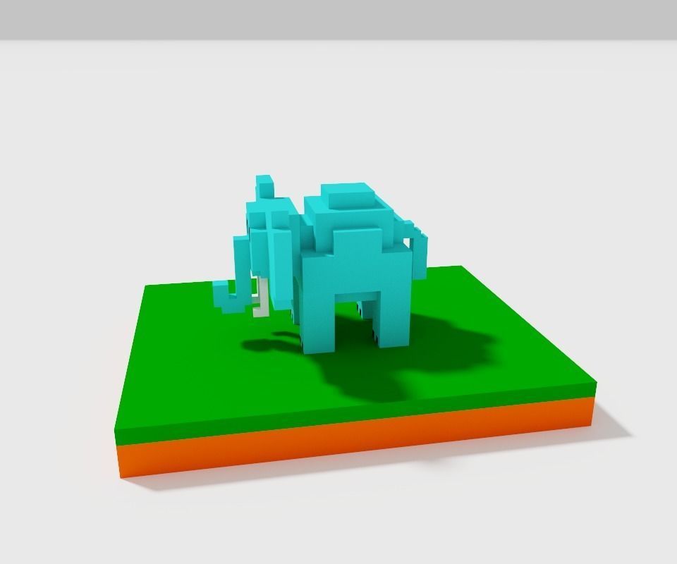 elephant pixel Free 3D model_11