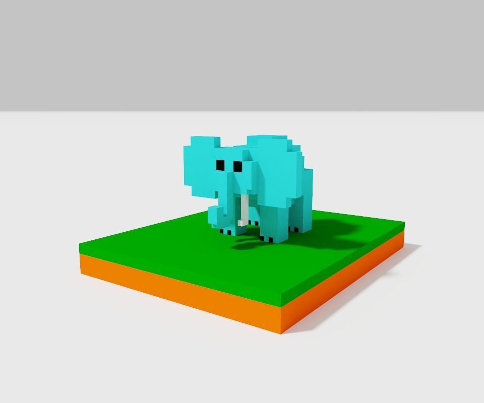 elephant pixel Free 3D model_10