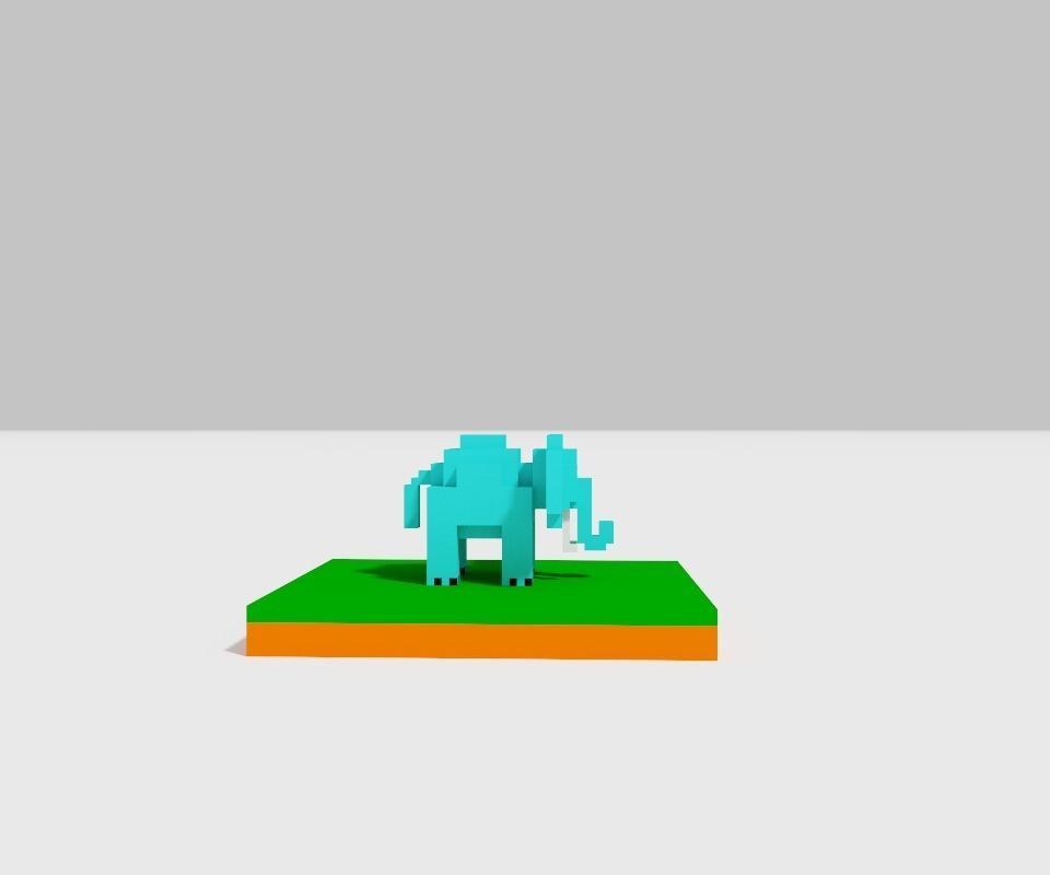 elephant pixel Free 3D model_6