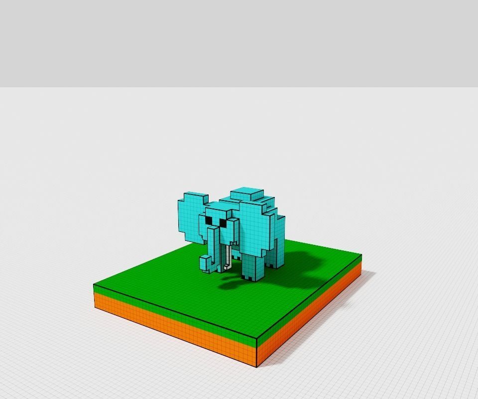 elephant pixel Free 3D model_8