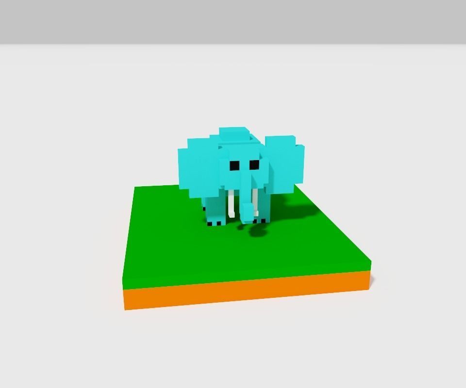 elephant pixel Free 3D model_9
