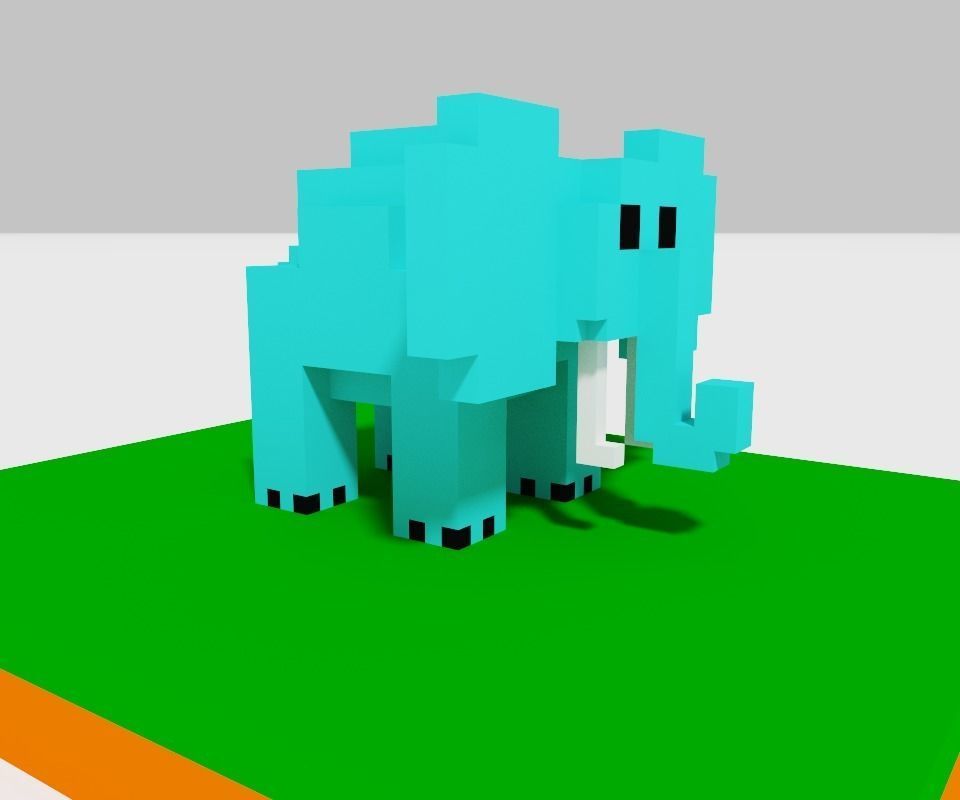 elephant pixel Free 3D model_13