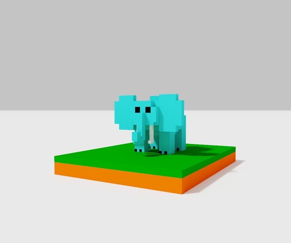 elephant pixel Free 3D model_4