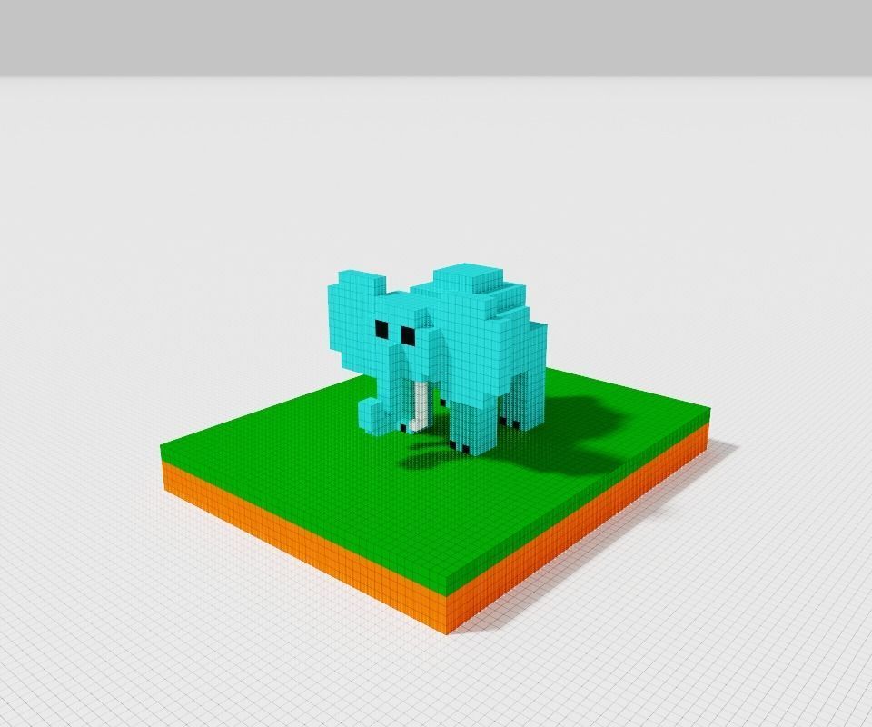 elephant pixel Free 3D model_16