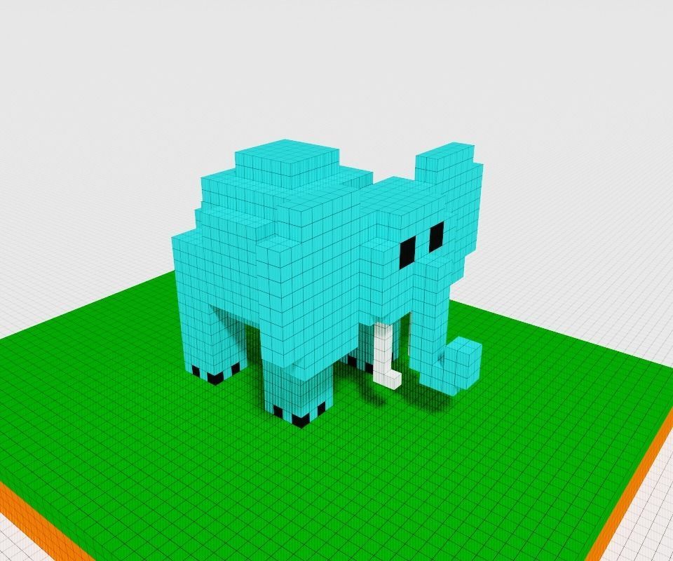 elephant pixel Free 3D model_2