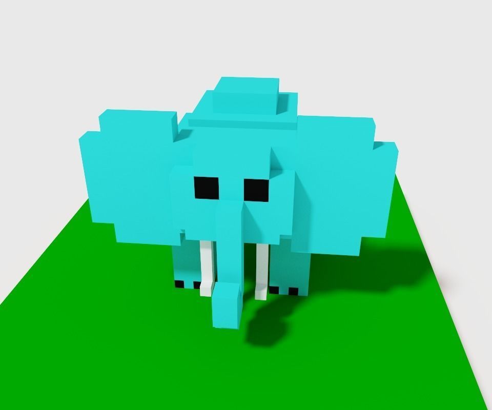 elephant pixel Free 3D model_14
