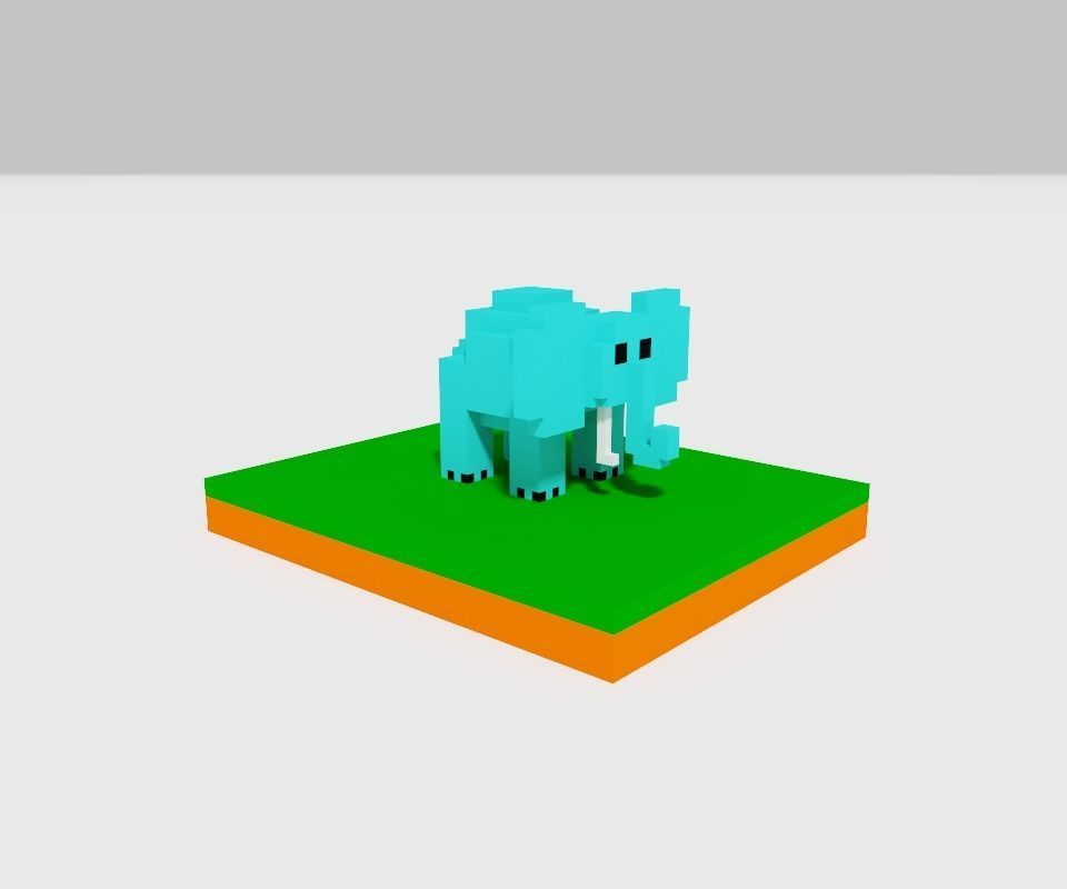 elephant pixel Free 3D model_1