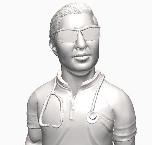 Doctor with glasses and stethoscope 3D print model