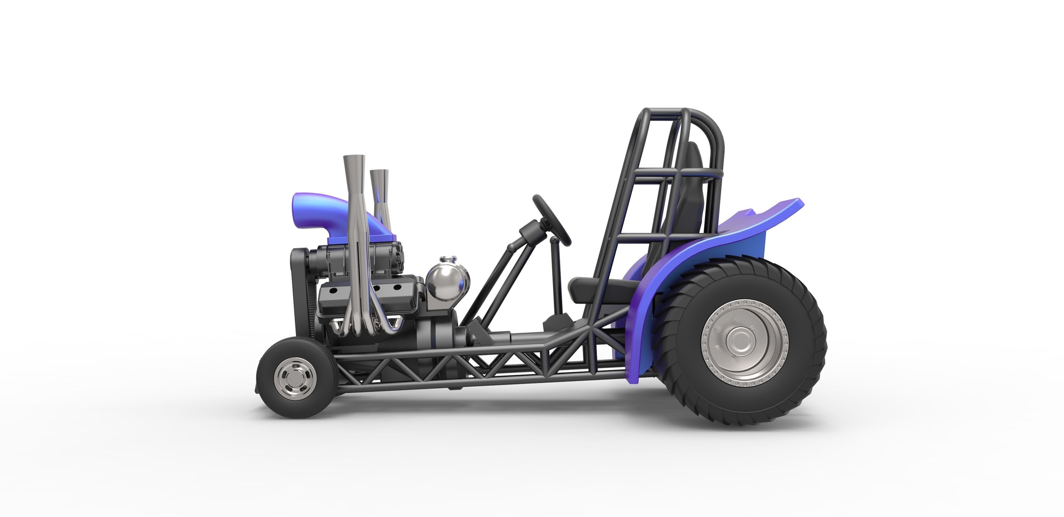 Mini Rod pulling tractor 3 Scale 1 to 25 3D print model_7
