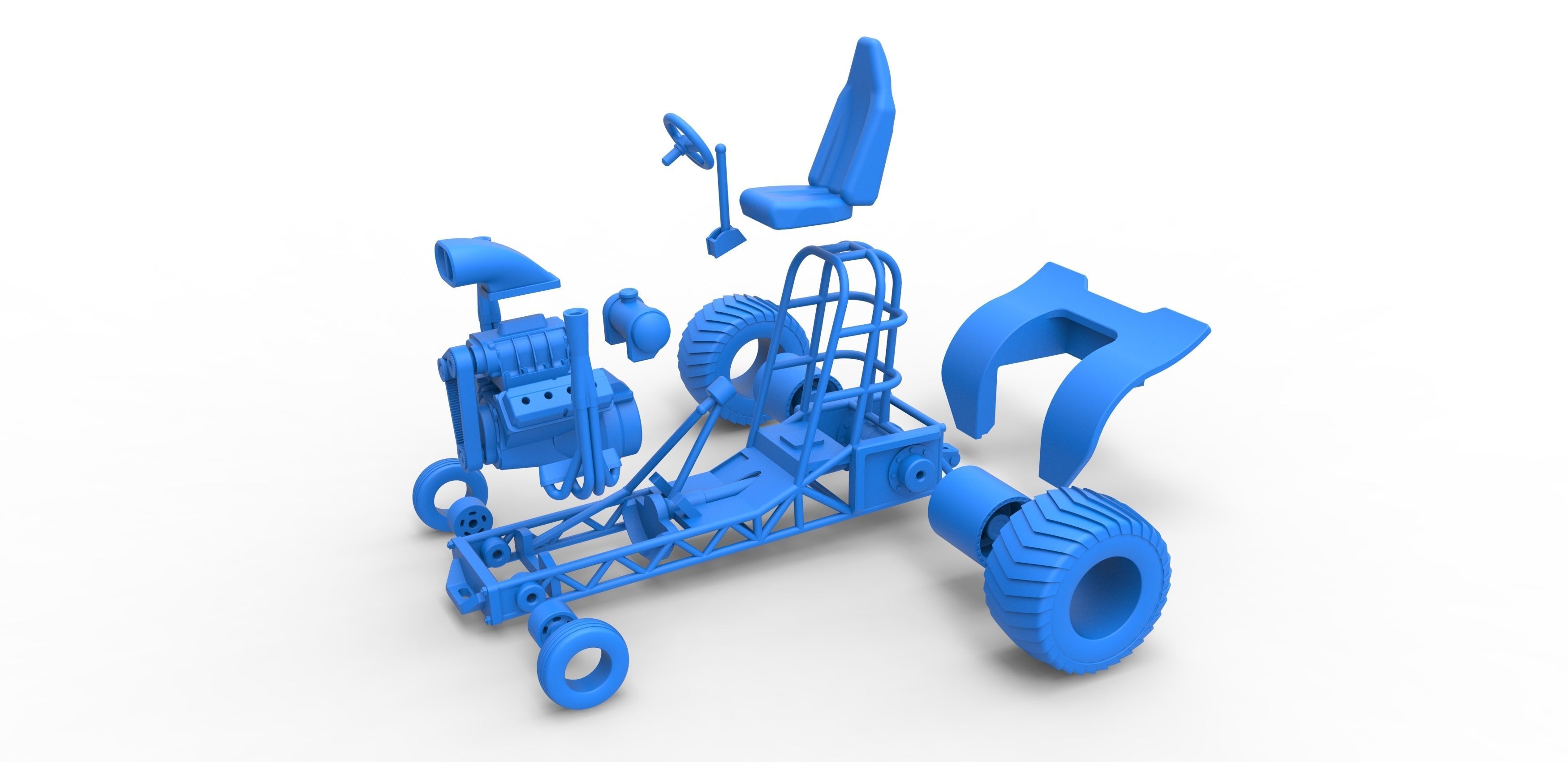 Mini Rod pulling tractor 3 Scale 1 to 25 3D print model_27