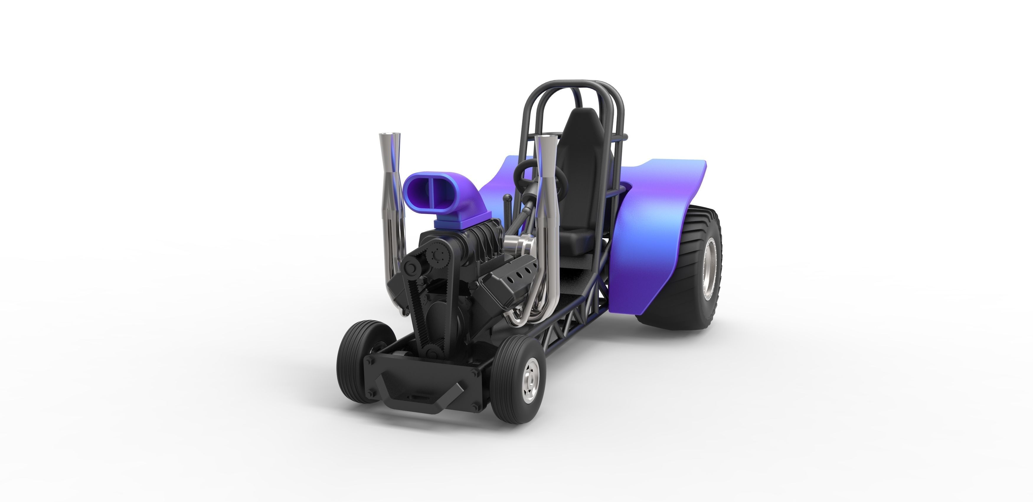 Mini Rod pulling tractor 3 Scale 1 to 25 3D print model_3