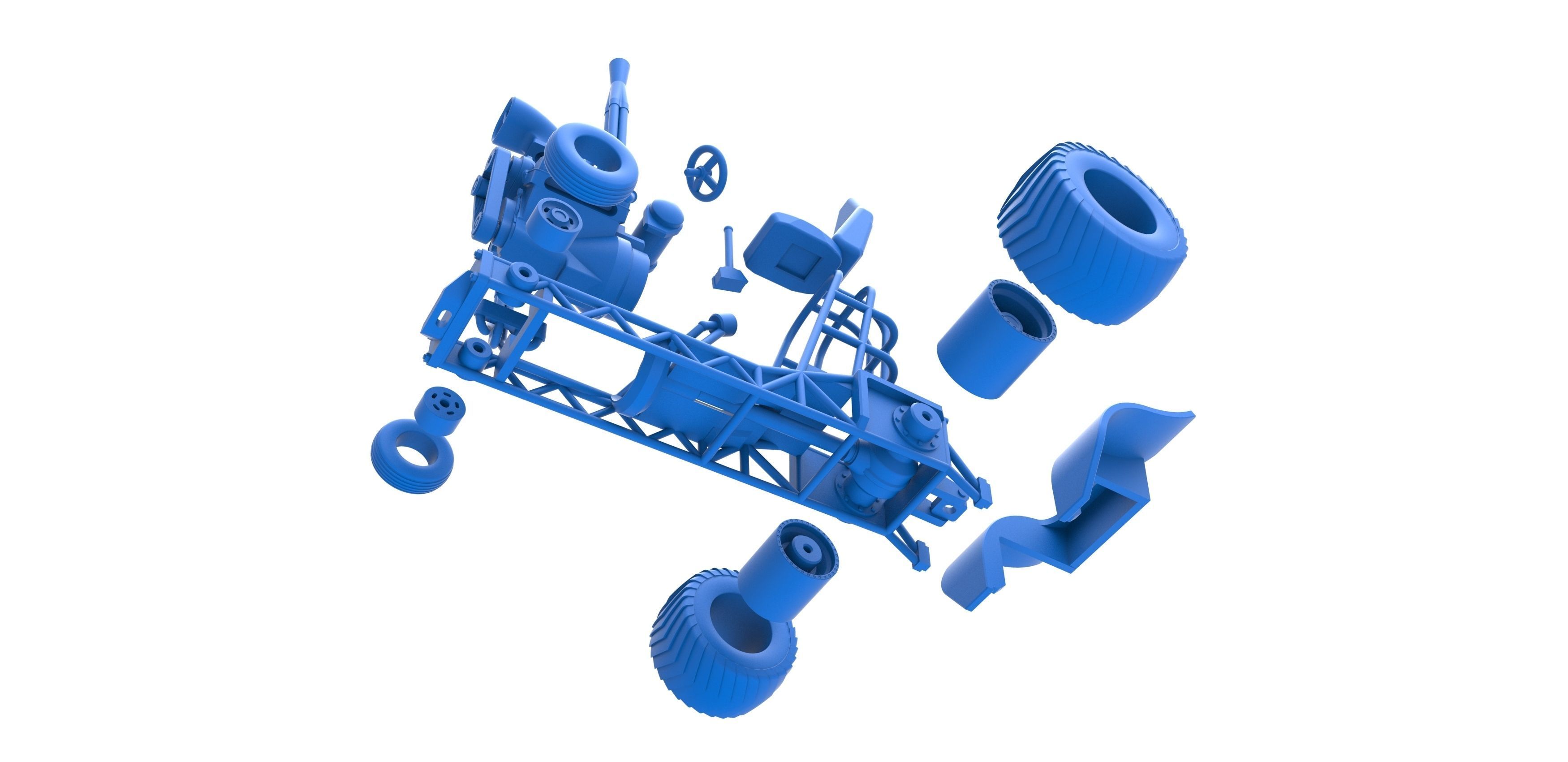 Mini Rod pulling tractor 3 Scale 1 to 25 3D print model_28