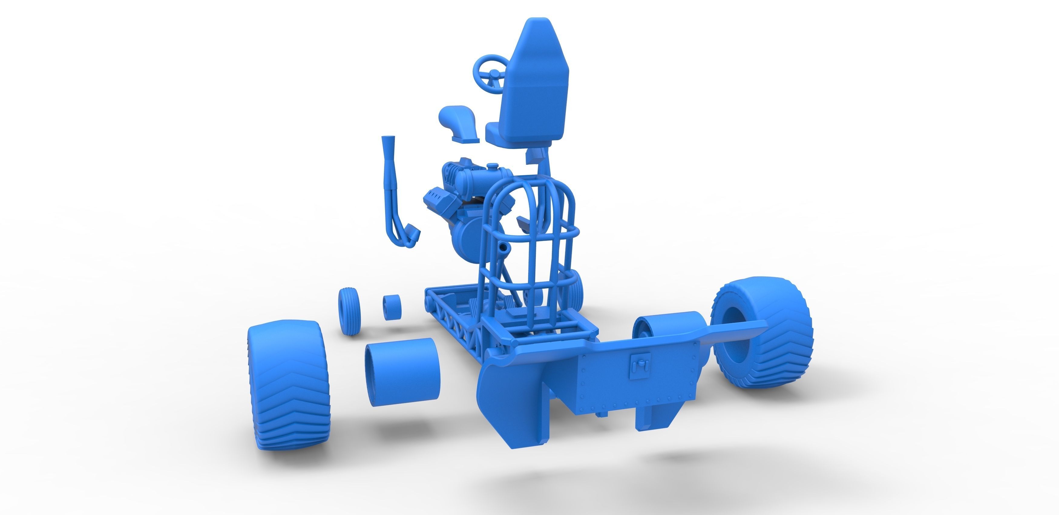 Mini Rod pulling tractor 3 Scale 1 to 25 3D print model_33