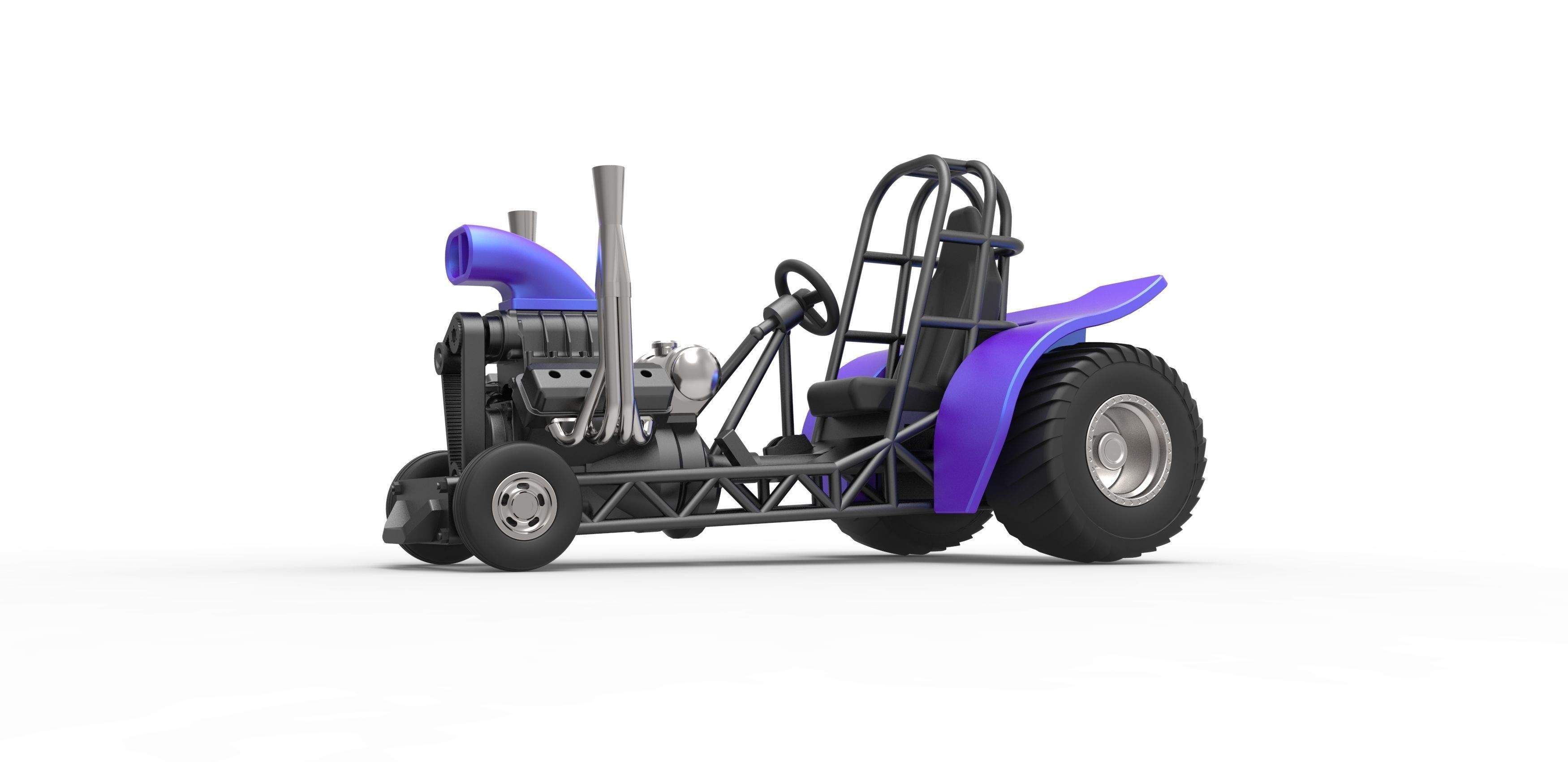 Mini Rod pulling tractor 3 Scale 1 to 25 3D print model_2
