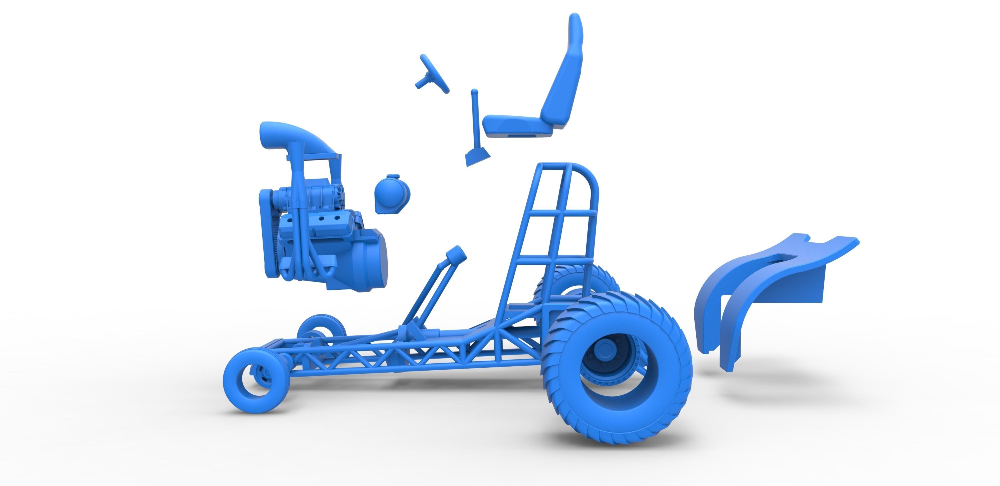 Mini Rod pulling tractor 3 Scale 1 to 25 3D print model_30