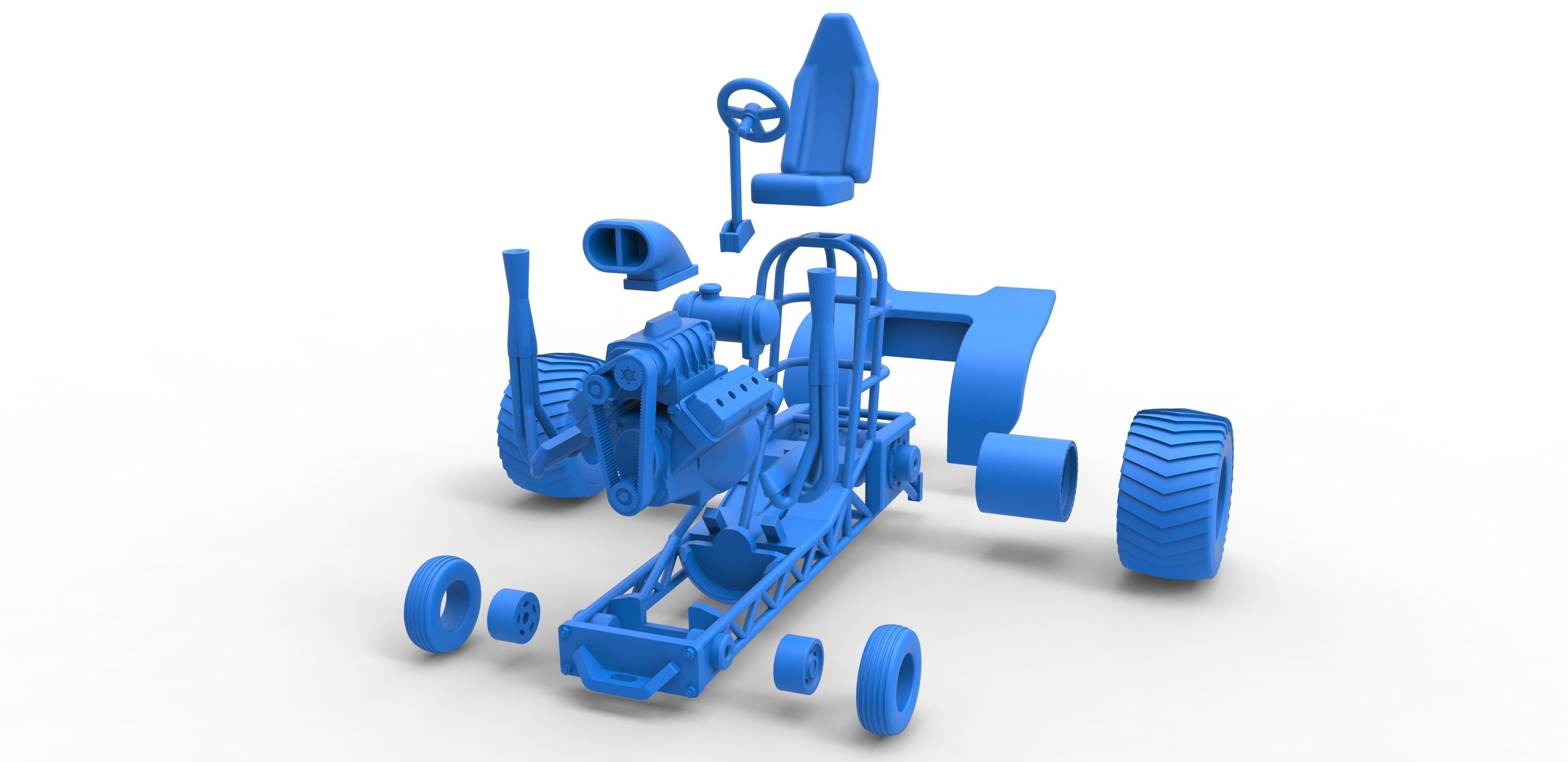 Mini Rod pulling tractor 3 Scale 1 to 25 3D print model_29