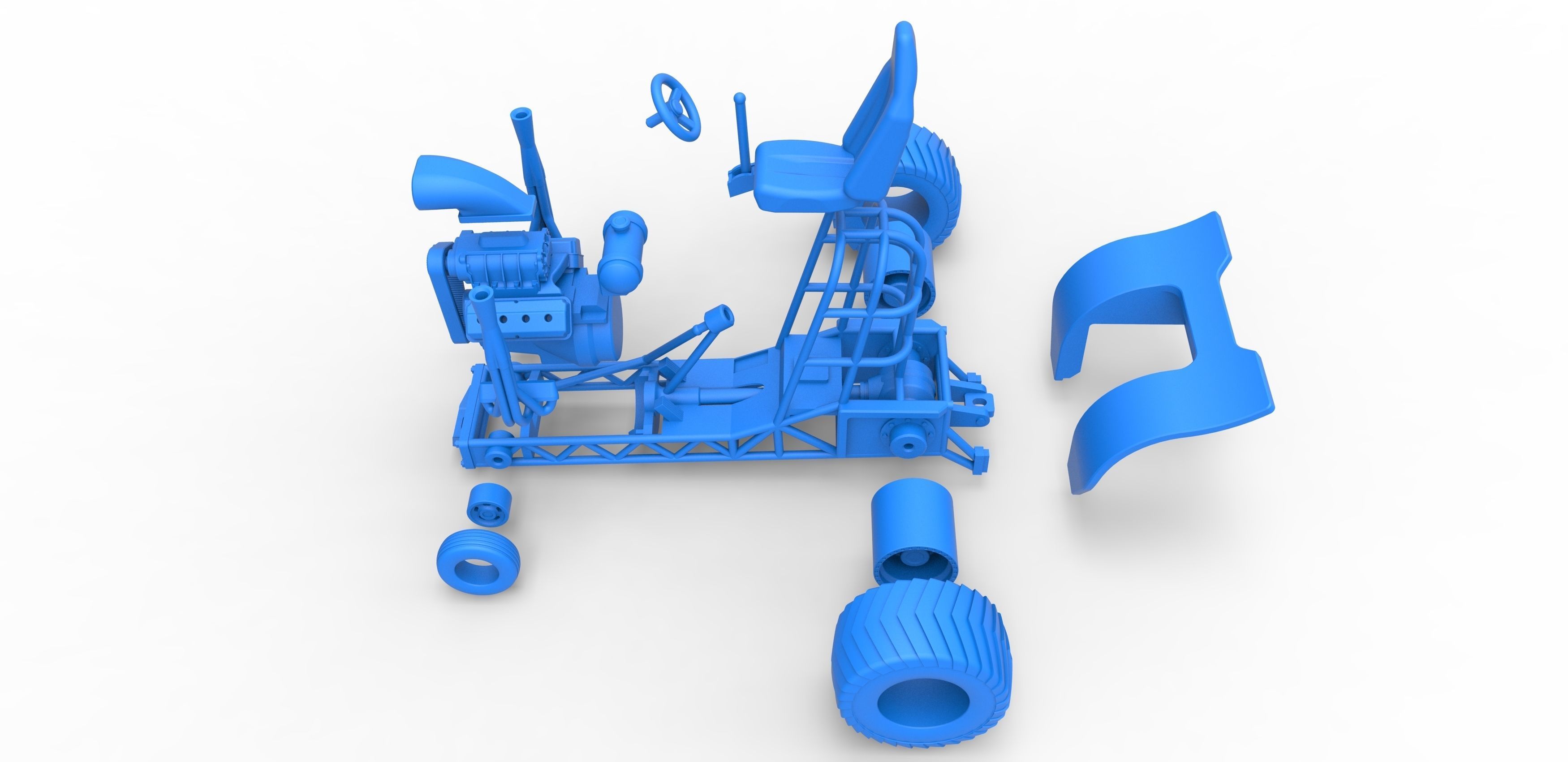 Mini Rod pulling tractor 3 Scale 1 to 25 3D print model_31