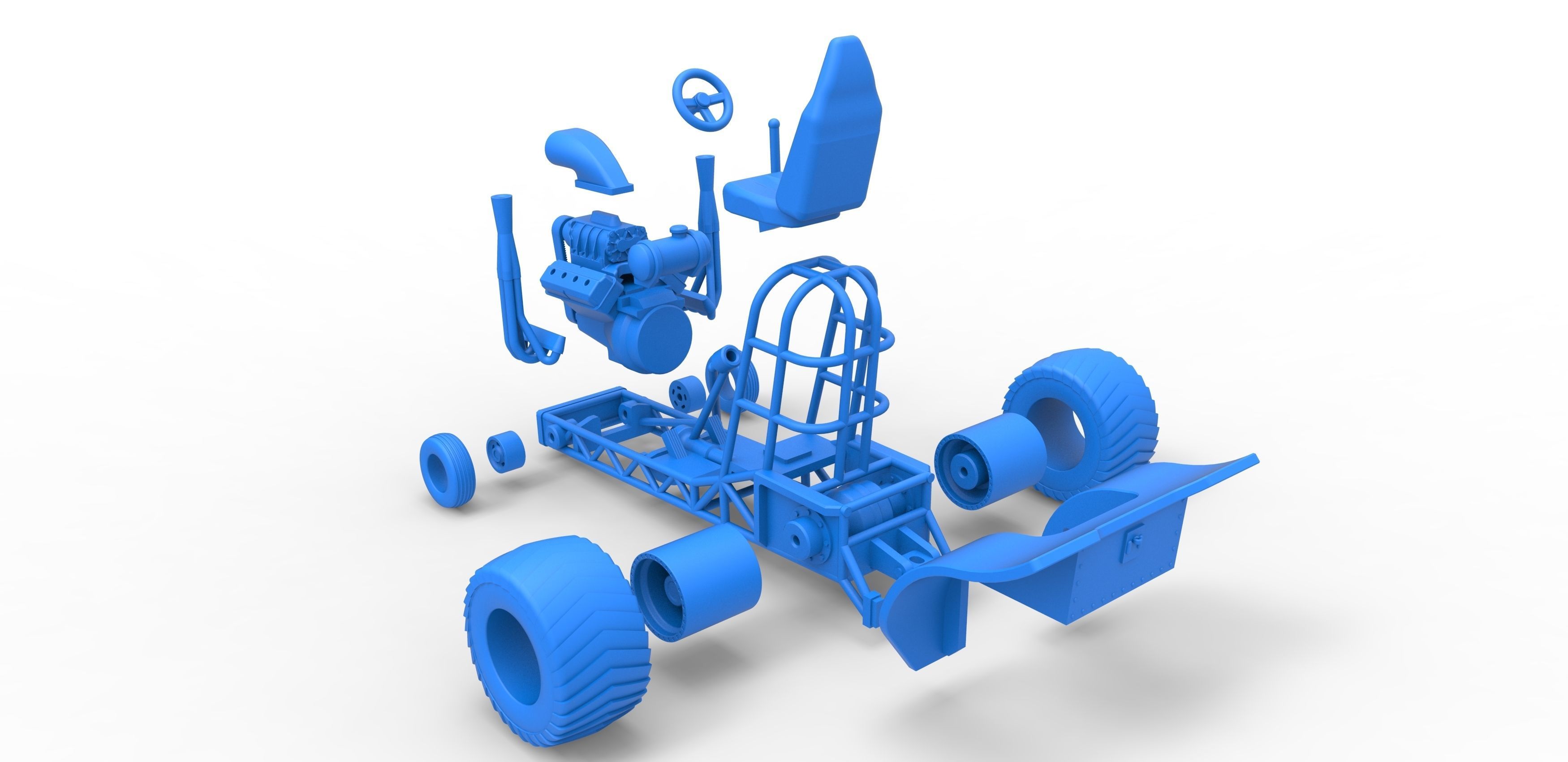 Mini Rod pulling tractor 3 Scale 1 to 25 3D print model_32