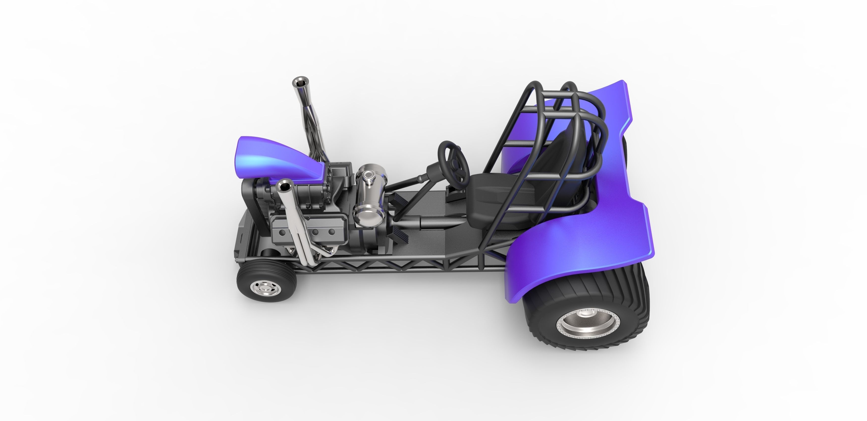 Mini Rod pulling tractor 3 Scale 1 to 25 3D print model_8