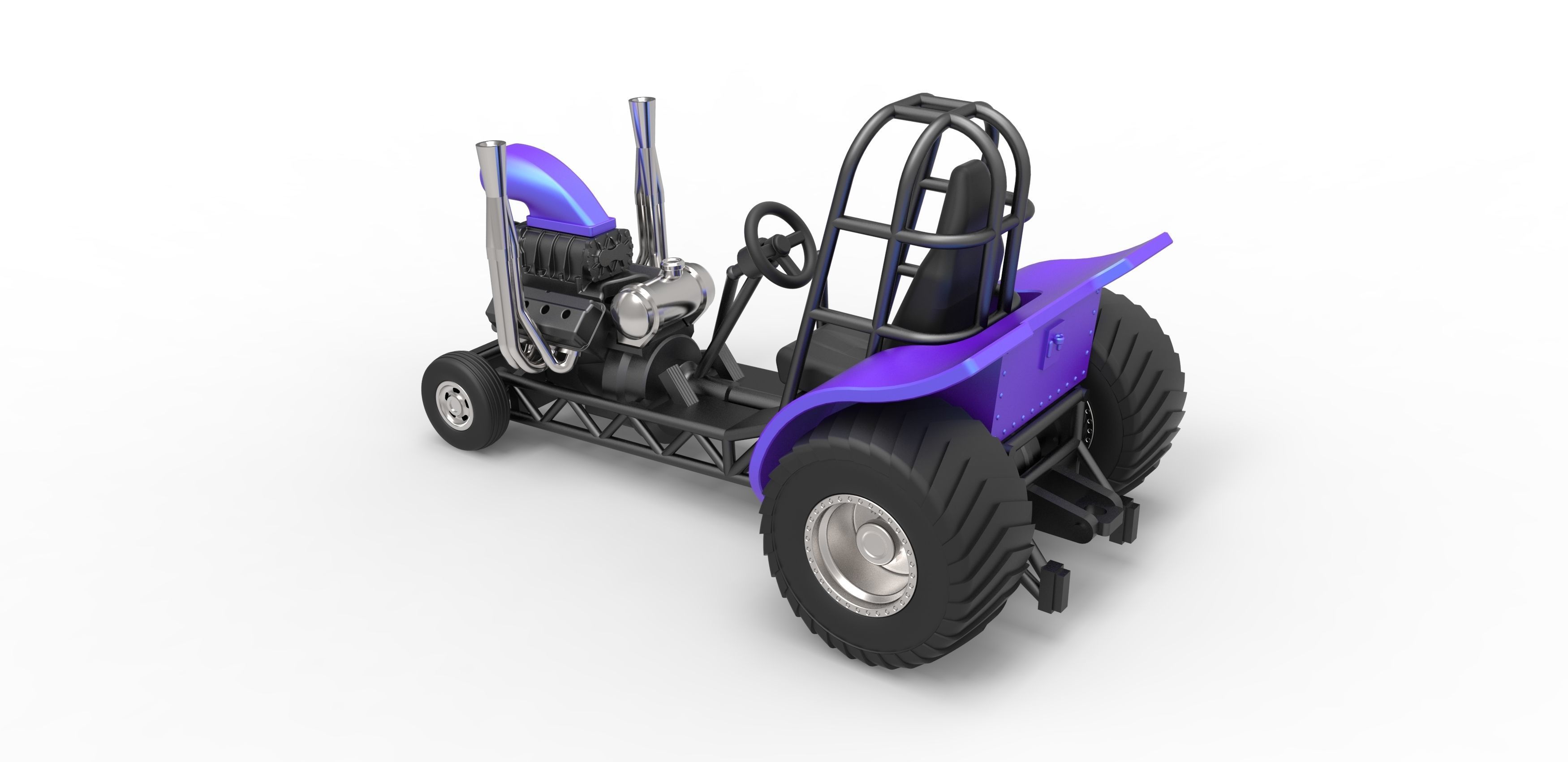 Mini Rod pulling tractor 3 Scale 1 to 25 3D print model_10