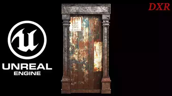  Realistic Wooden Door 3D Model Game-Ready