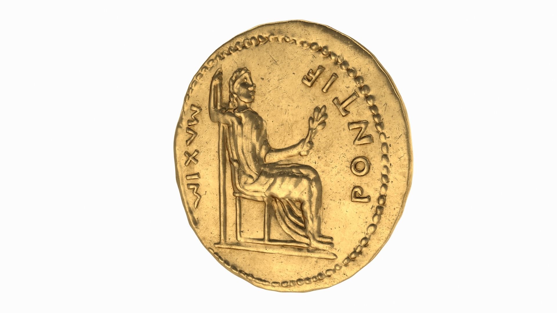 Old Golden Roman coins 3D model_7