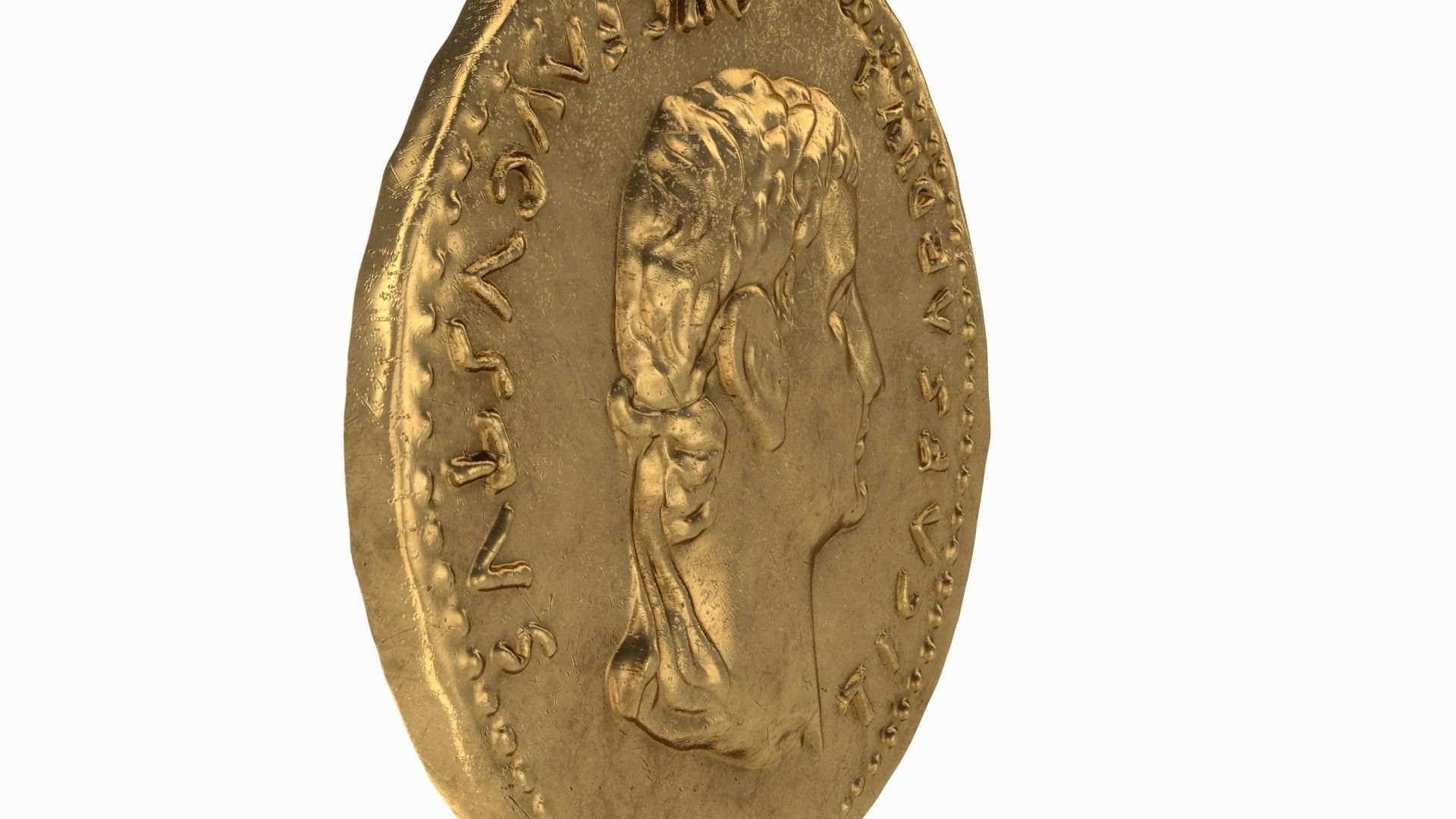 Old Golden Roman coins 3D model_10