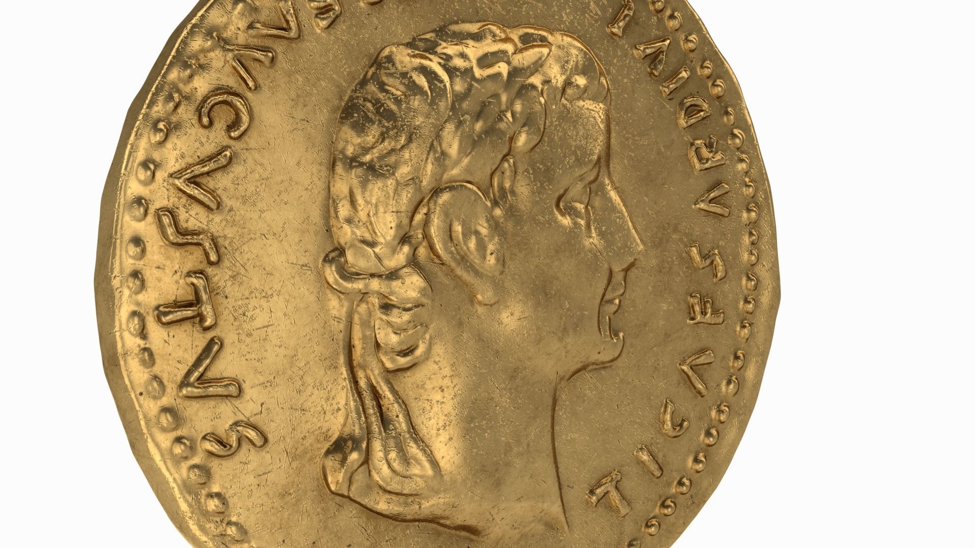 Old Golden Roman coins 3D model_12