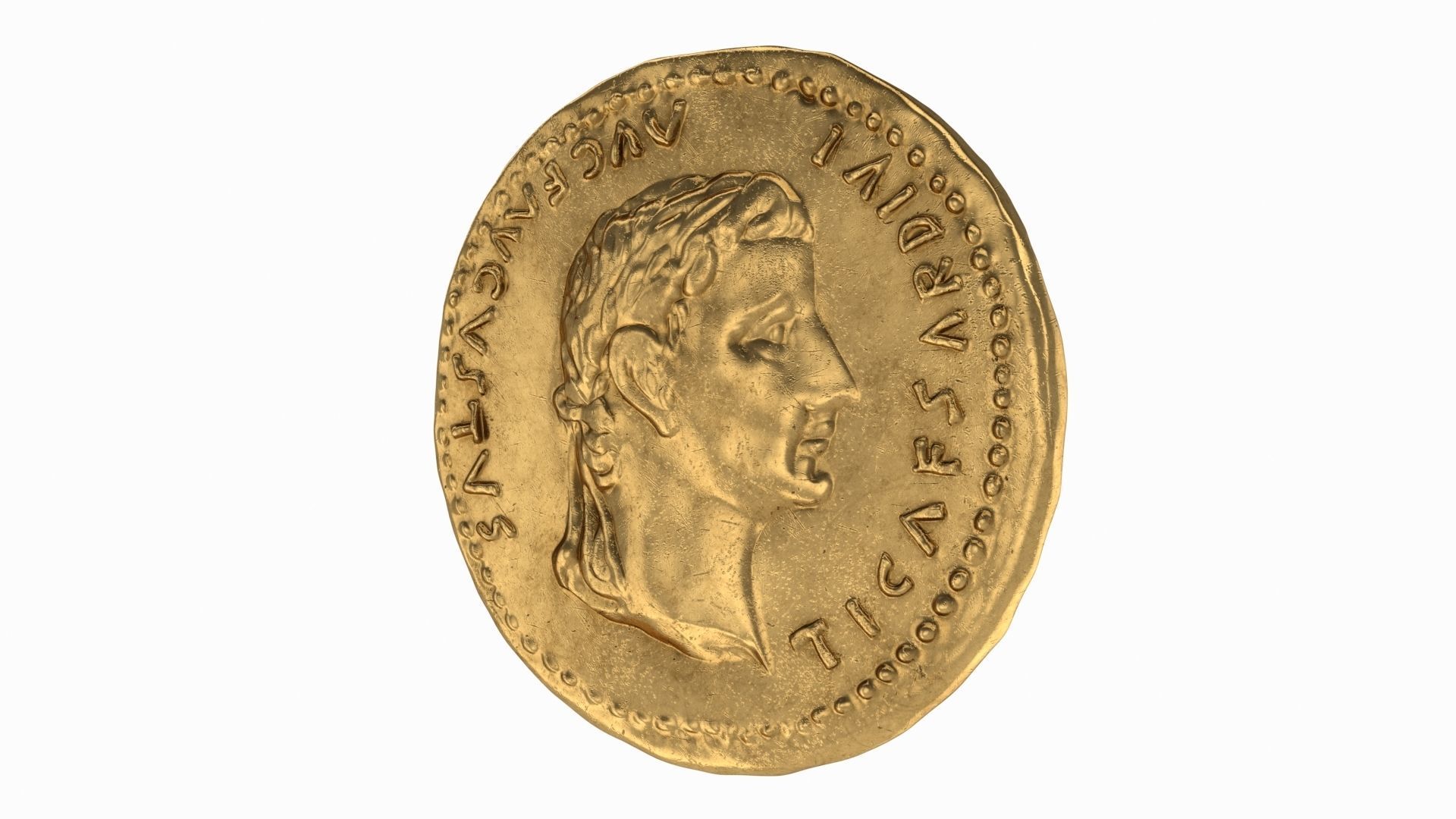 Old Golden Roman coins 3D model_3