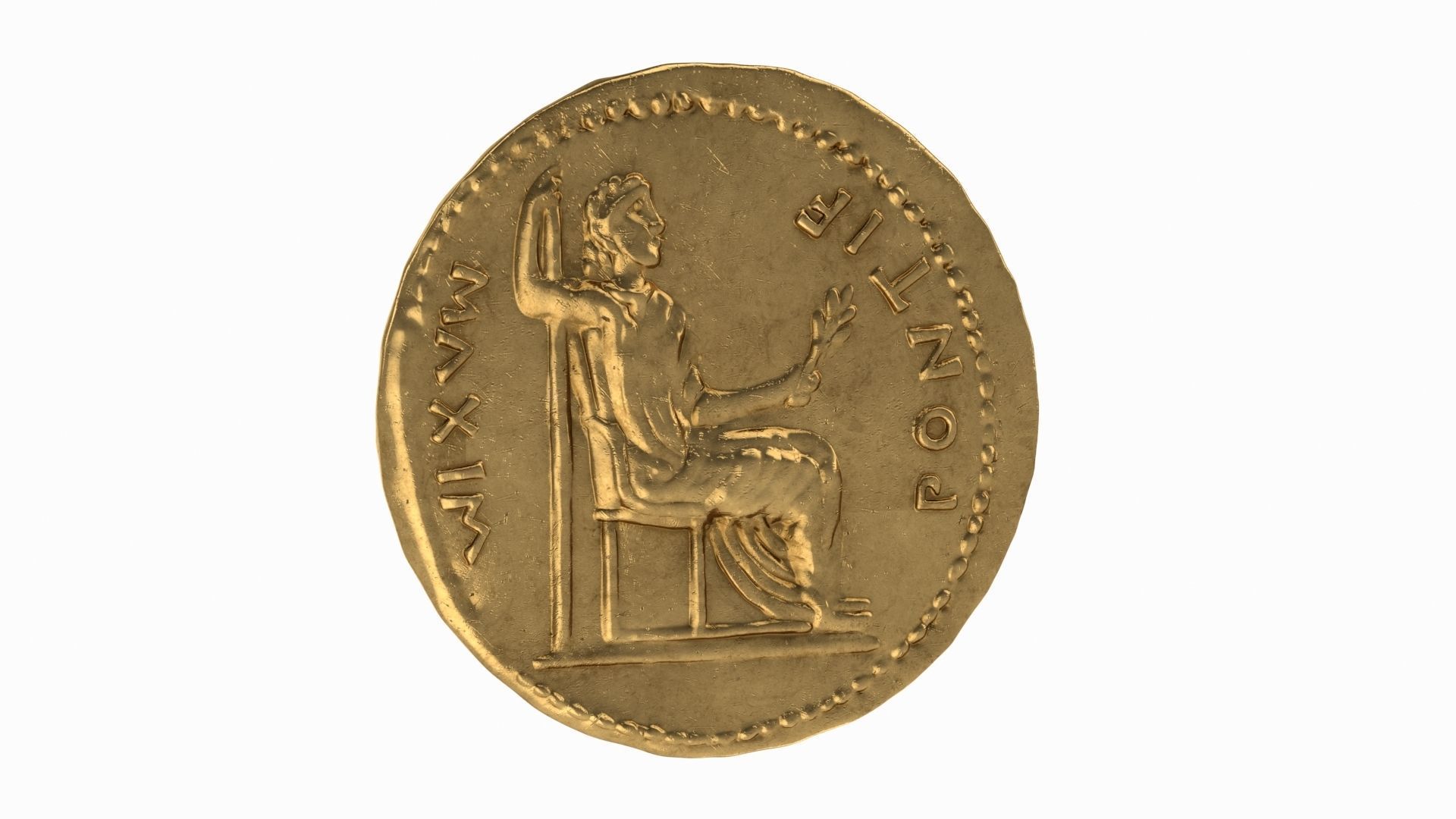 Old Golden Roman coins 3D model_6