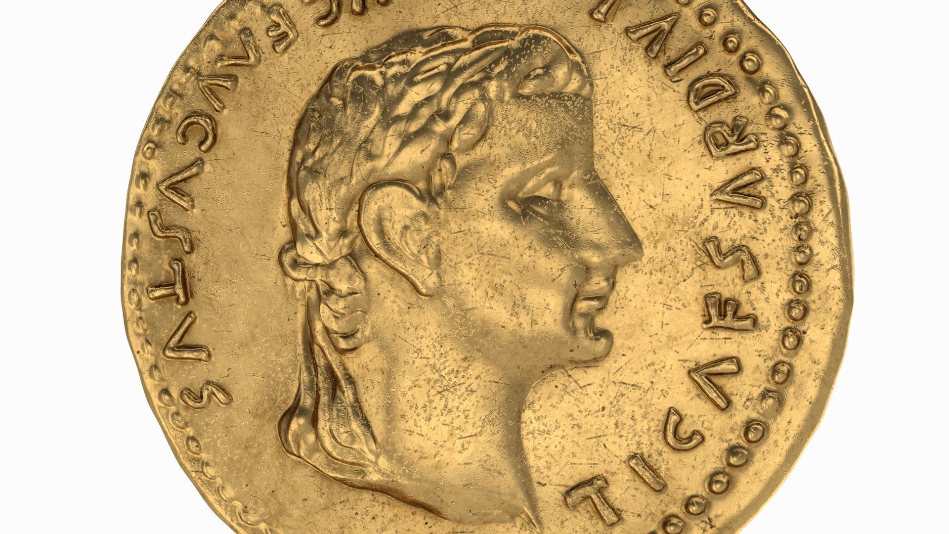 Old Golden Roman coins 3D model_11